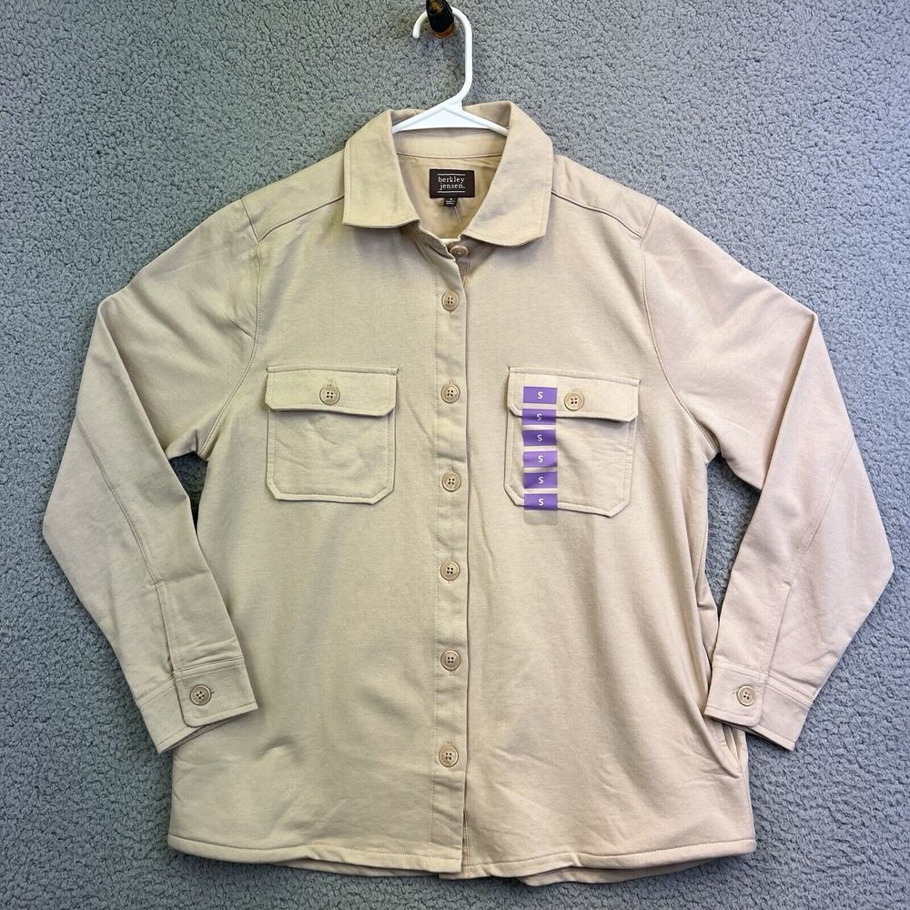 Berkeley Jensen‎ Women's Shirt Shacket Sz Small Tan with Side Pockets